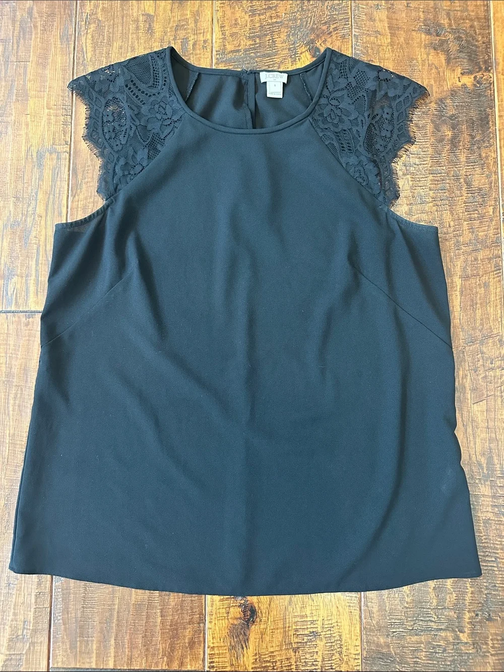 J. Crew Black Mini Skirt w/ Silver Zebra Print and Black Blouse w/ Lace Detail